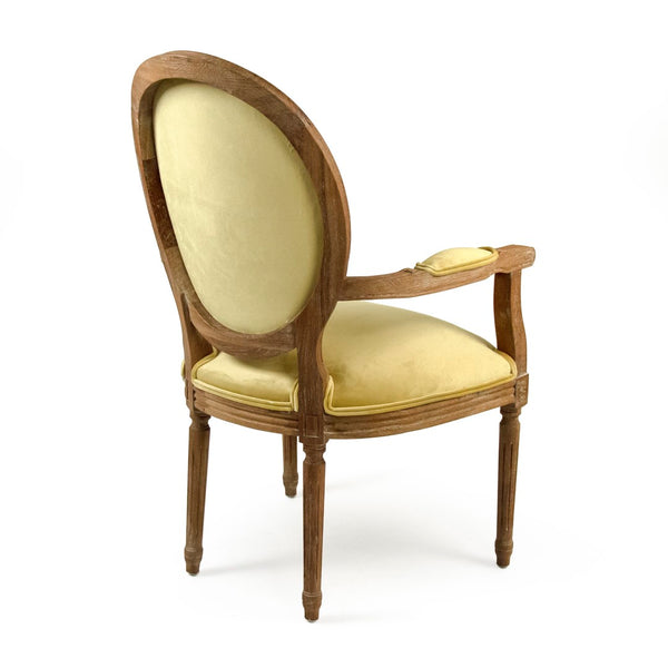 Medallion Arm Chair Limed Grey Oak, Light Olive Green Velvet B009 E272 11205 Zentique