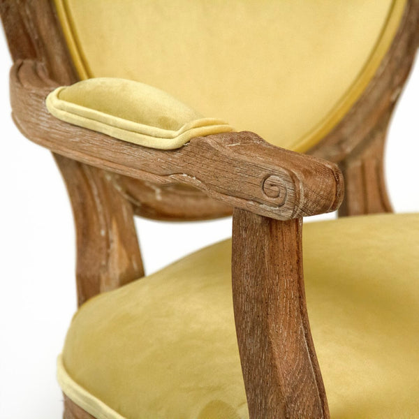 Medallion Arm Chair Limed Grey Oak, Light Olive Green Velvet B009 E272 11205 Zentique