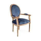 Medallion Arm Chair Limed Grey Oak, Blue Velvet B009 E272 11905 Zentique
