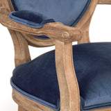 Medallion Arm Chair Limed Grey Oak, Blue Velvet B009 E272 11905 Zentique