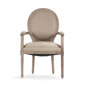 Medallion Arm Chair Limed Grey Oak, Hemp Linen B009 E272 H009 Zentique