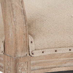 Medallion Arm Chair Limed Grey Oak, Hemp Linen B009 E272 H009 Zentique