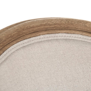 Zentique Medallion Arm Chair with Solid Oak Frame and Breathable Linen Upholstery for Elegant Comfort and Durability Natural Oak, Natural Linen B009 E255 A003