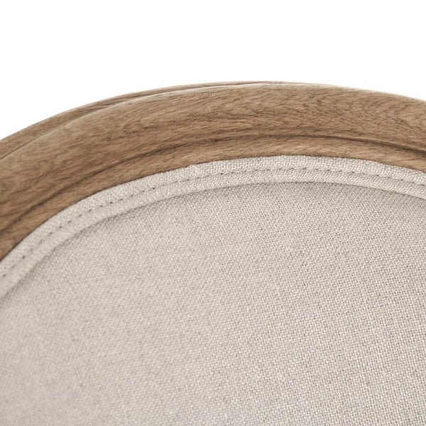 Zentique Medallion Arm Chair with Solid Oak Frame and Breathable Linen Upholstery for Elegant Comfort and Durability Natural Oak, Natural Linen B009 E255 A003