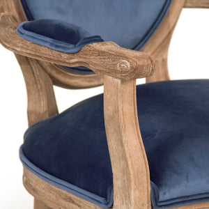 Zentique Medallion Oak Arm Chair with Velvet Upholstery, 25"W x 40.5"H x 22.5"D — Timeless Comfort & Craftsmanship B009 E272 11905