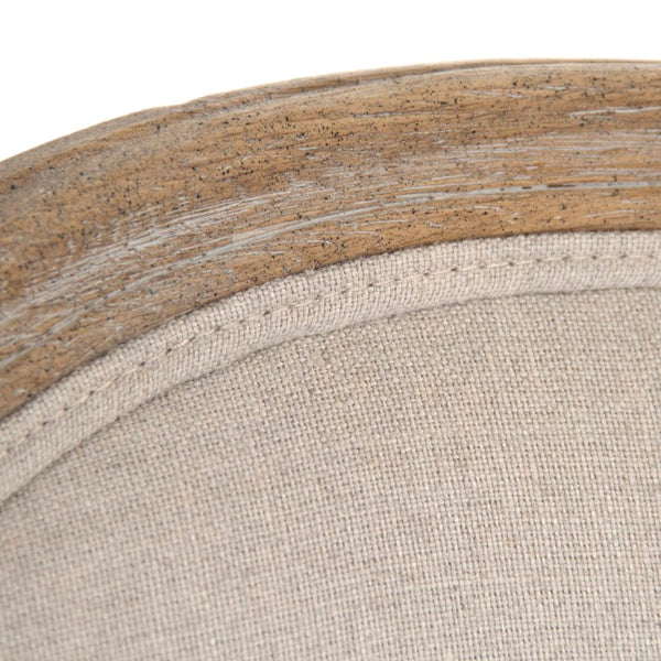 Zentique Medallion Arm Chair with Solid Oak Frame and Breathable Linen Upholstery for Elegant Comfort and Durability Limed Grey Oak, Natural Linen B009 E272 A003