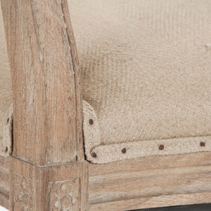 Zentique Medallion Arm Chair with Solid Oak Frame and Breathable Linen Upholstery for Elegant Comfort and Durability Limed Grey Oak, Hemp Linen B009 E272 H009