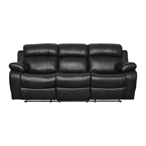 English Elm Contemporary Faux Leather Dual Reclining Sofa with Built-In Console for Media Rooms B011130715