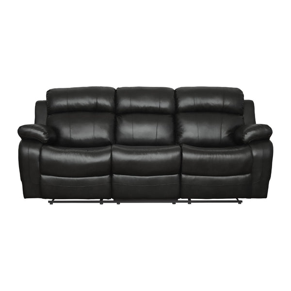 English Elm Contemporary Faux Leather Dual Reclining Sofa with Built-In Console for Media Rooms B011130715