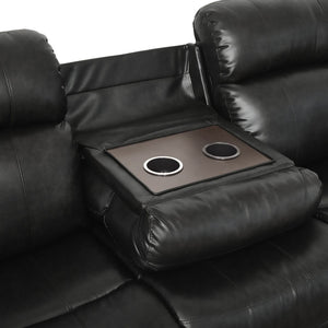 English Elm Contemporary Faux Leather Dual Reclining Sofa with Built-In Console for Media Rooms B011130715