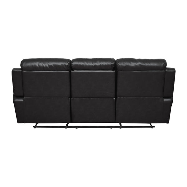 English Elm Contemporary Faux Leather Dual Reclining Sofa with Built-In Console for Media Rooms B011130715