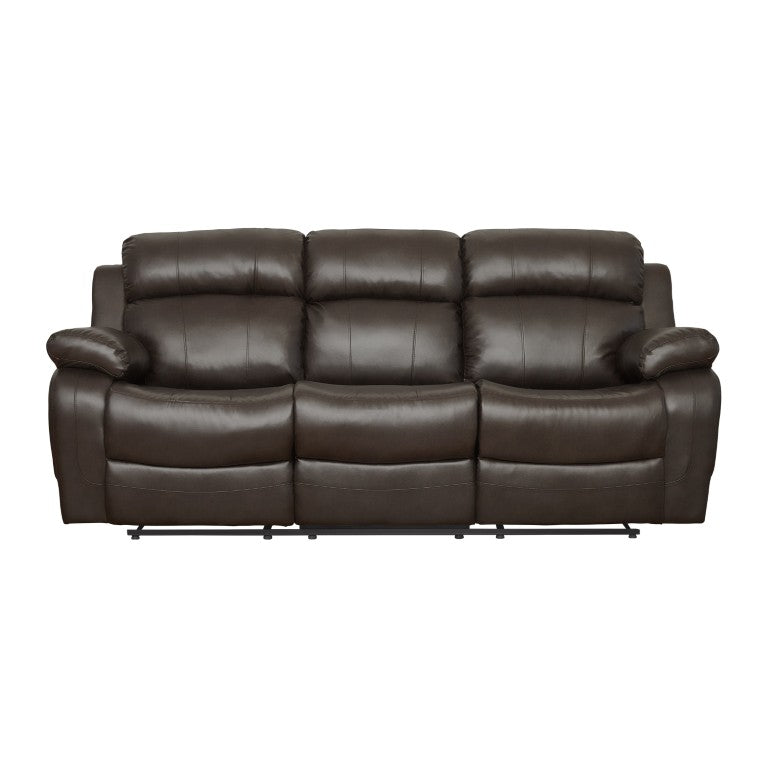 English Elm Contemporary Faux Leather Reclining Sofa with Pocket Coil Support and Drop Down Console B011130716