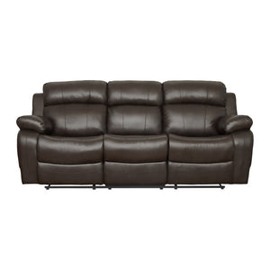 English Elm Contemporary Faux Leather Reclining Sofa with Pocket Coil Support and Drop Down Console B011130716