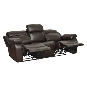 English Elm Contemporary Faux Leather Reclining Sofa with Pocket Coil Support and Drop Down Console B011130716