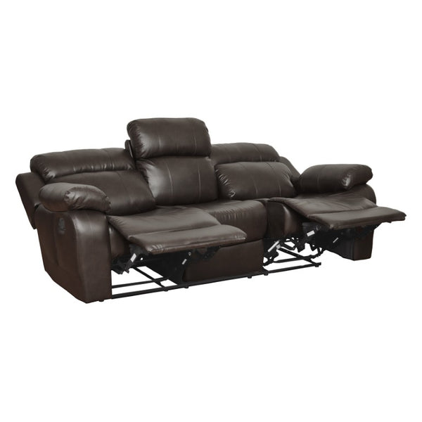 English Elm Contemporary Faux Leather Reclining Sofa with Pocket Coil Support and Drop Down Console B011130716