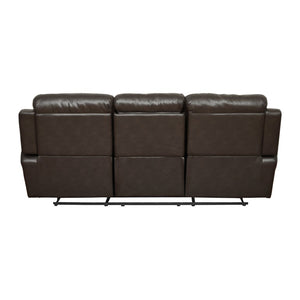 English Elm Contemporary Faux Leather Reclining Sofa with Pocket Coil Support and Drop Down Console B011130716