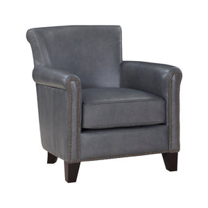 English Elm Classic Top-grain Leather Accent Chair Nailhead Trim Espresso Wood Legs Living Room B011130717