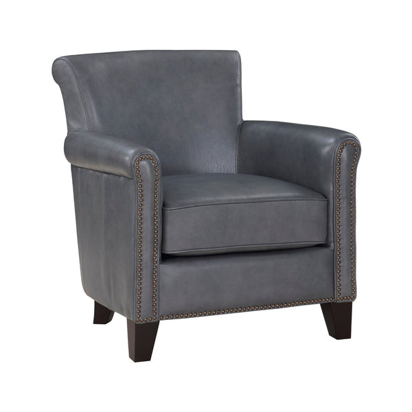 English Elm Classic Top-grain Leather Accent Chair Nailhead Trim Espresso Wood Legs Living Room B011130717