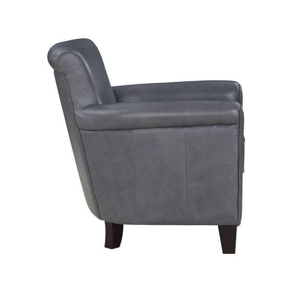 English Elm Classic Top-grain Leather Accent Chair Nailhead Trim Espresso Wood Legs Living Room B011130717