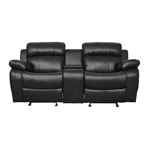 English Elm Double Glider Reclining Loveseat with Console Faux Leather Contemporary Seating B011133254