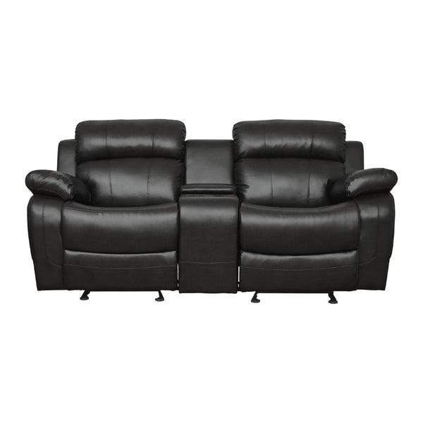 English Elm Double Glider Reclining Loveseat with Console Faux Leather Contemporary Seating B011133254