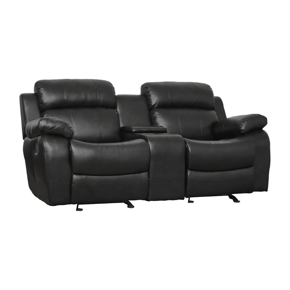 English Elm Double Glider Reclining Loveseat with Console Faux Leather Contemporary Seating B011133254