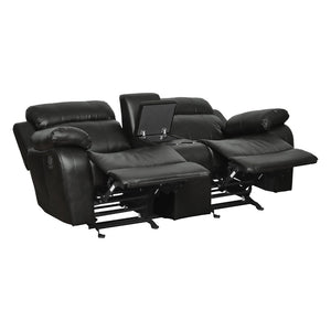 English Elm Double Glider Reclining Loveseat with Console Faux Leather Contemporary Seating B011133254