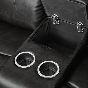 English Elm Double Glider Reclining Loveseat with Console Faux Leather Contemporary Seating B011133254