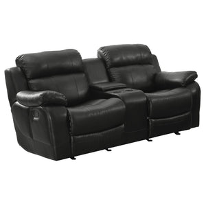 English Elm Double Glider Reclining Loveseat with Console Faux Leather Contemporary Seating B011133254