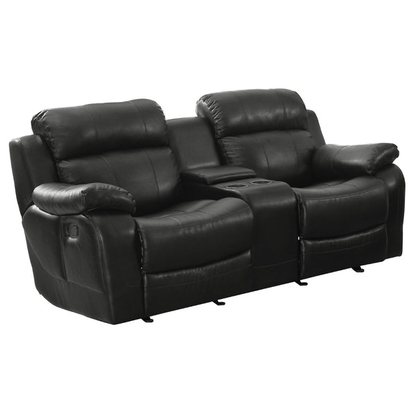 English Elm Double Glider Reclining Loveseat with Console Faux Leather Contemporary Seating B011133254