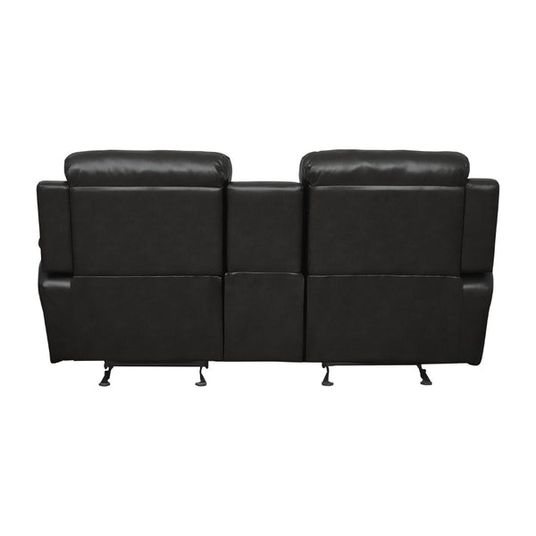 English Elm Double Glider Reclining Loveseat with Console Faux Leather Contemporary Seating B011133254