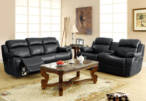 English Elm Double Glider Reclining Loveseat with Console Faux Leather Contemporary Seating B011133254