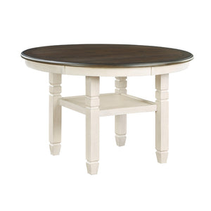 English Elm Brown Acacia Round Pedestal Dining Table with Open Shelf Seats Four Transitional B01155790
