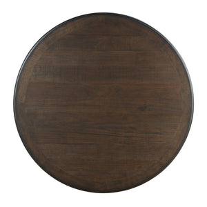 English Elm Brown Acacia Round Pedestal Dining Table with Open Shelf Seats Four Transitional B01155790