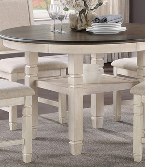 English Elm Brown Acacia Round Pedestal Dining Table with Open Shelf Seats Four Transitional B01155790
