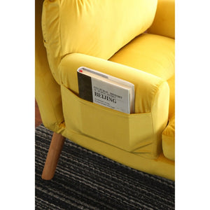 English Elm Soft Adjustable Accent Chair with Ottoman Yellow Woven Fabric and Oak Tapered Legs B01166681