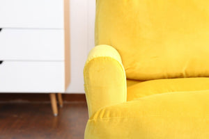 English Elm Soft Adjustable Accent Chair with Ottoman Yellow Woven Fabric and Oak Tapered Legs B01166681