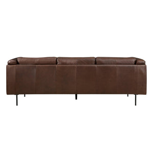 English Elm Modern Top-grain Leather Three-seat Sofa with Tufted Detail and Espresso Metal Legs B011P146402