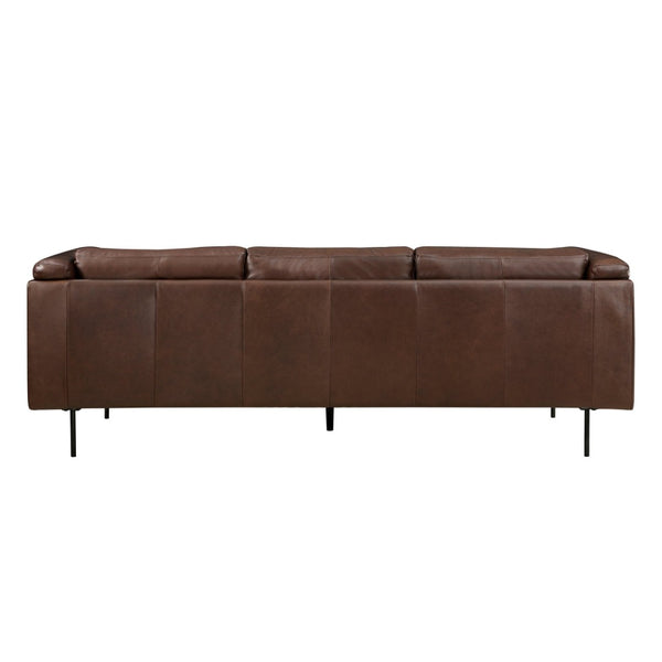 English Elm Modern Top-grain Leather Three-seat Sofa with Tufted Detail and Espresso Metal Legs B011P146402