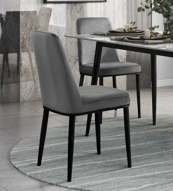 English Elm Sleek Gray Velvet Dining Chairs with Black Metal Legs for Modern Living Spaces B011P146559