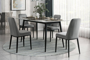 English Elm Sleek Gray Velvet Dining Chairs with Black Metal Legs for Modern Living Spaces B011P146559
