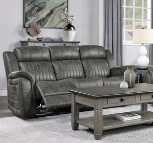 English Elm Classic Microfiber Reclining Sofa with Vertical Tufting and Pillow-top Arms for Living Room B011P168811
