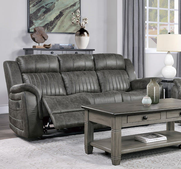 English Elm Classic Microfiber Reclining Sofa with Vertical Tufting and Pillow-top Arms for Living Room B011P168811