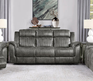 English Elm Classic Microfiber Reclining Sofa with Vertical Tufting and Pillow-top Arms for Living Room B011P168811