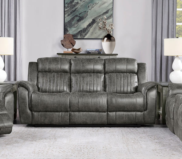 English Elm Classic Microfiber Reclining Sofa with Vertical Tufting and Pillow-top Arms for Living Room B011P168811
