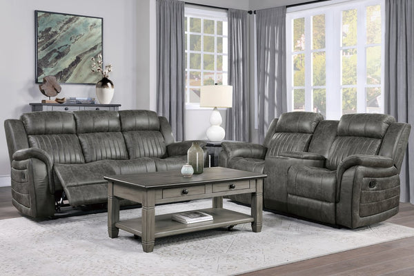 English Elm Classic Microfiber Reclining Sofa with Vertical Tufting and Pillow-top Arms for Living Room B011P168811
