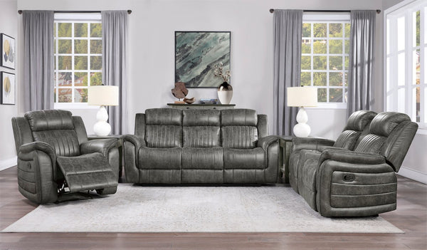English Elm Classic Microfiber Reclining Sofa with Vertical Tufting and Pillow-top Arms for Living Room B011P168811