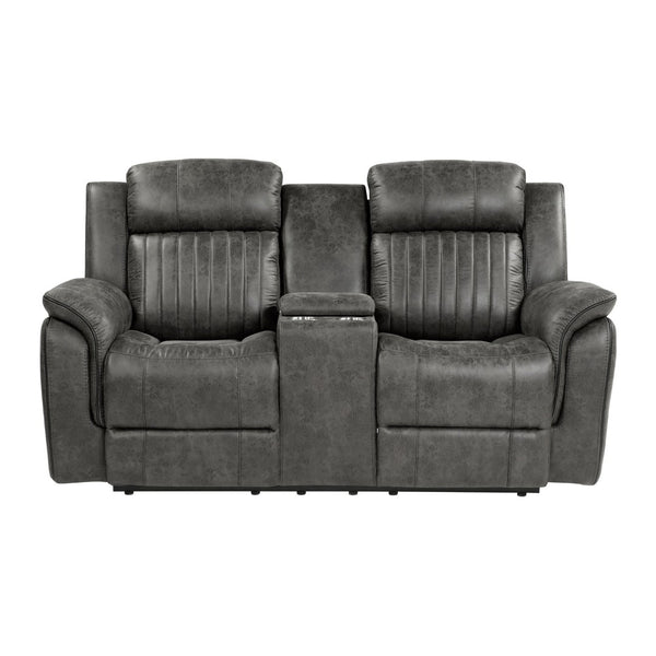 English Elm Classic Microfiber Reclining Loveseat with Console Storage Tufted Transitional Seating B011P168815