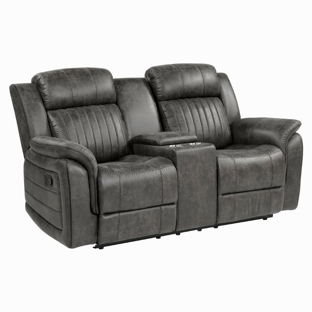 English Elm Classic Microfiber Reclining Loveseat with Console Storage Tufted Transitional Seating B011P168815