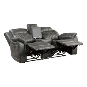 English Elm Classic Microfiber Reclining Loveseat with Console Storage Tufted Transitional Seating B011P168815